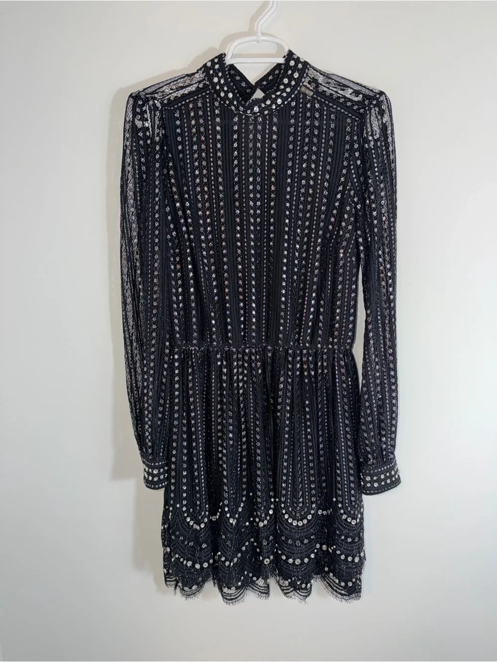 Michael Kors black embellished mock neck dress size medium
